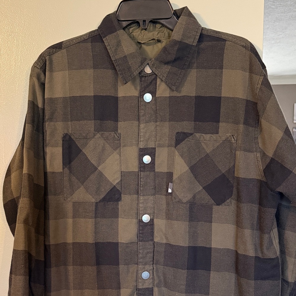 The North Face Black and Green Reversible Flannel Jacket